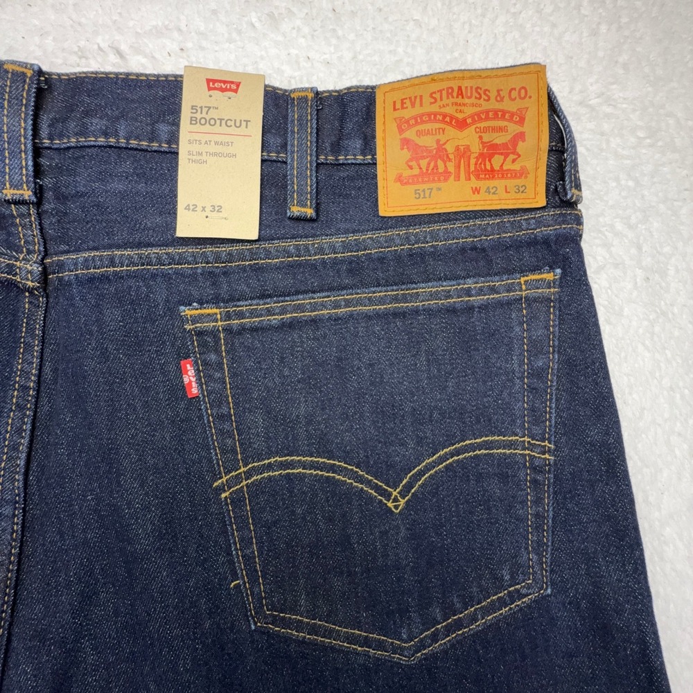Levis 517 Bootcut Jeans Mens 42x32 Dark Wash Indigo Blue Denim 00517-0216 NEW